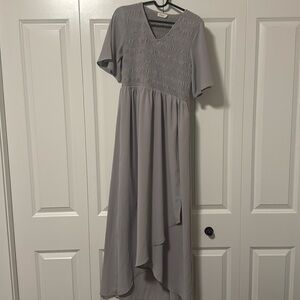 Very light purplee/grey dress. Only worn once for a wedding